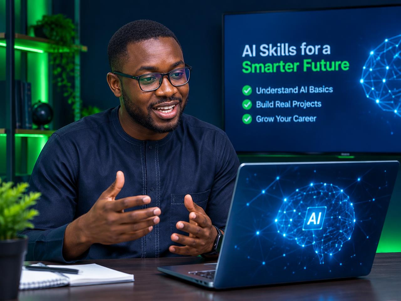 Trainer leading a live online AI workshop